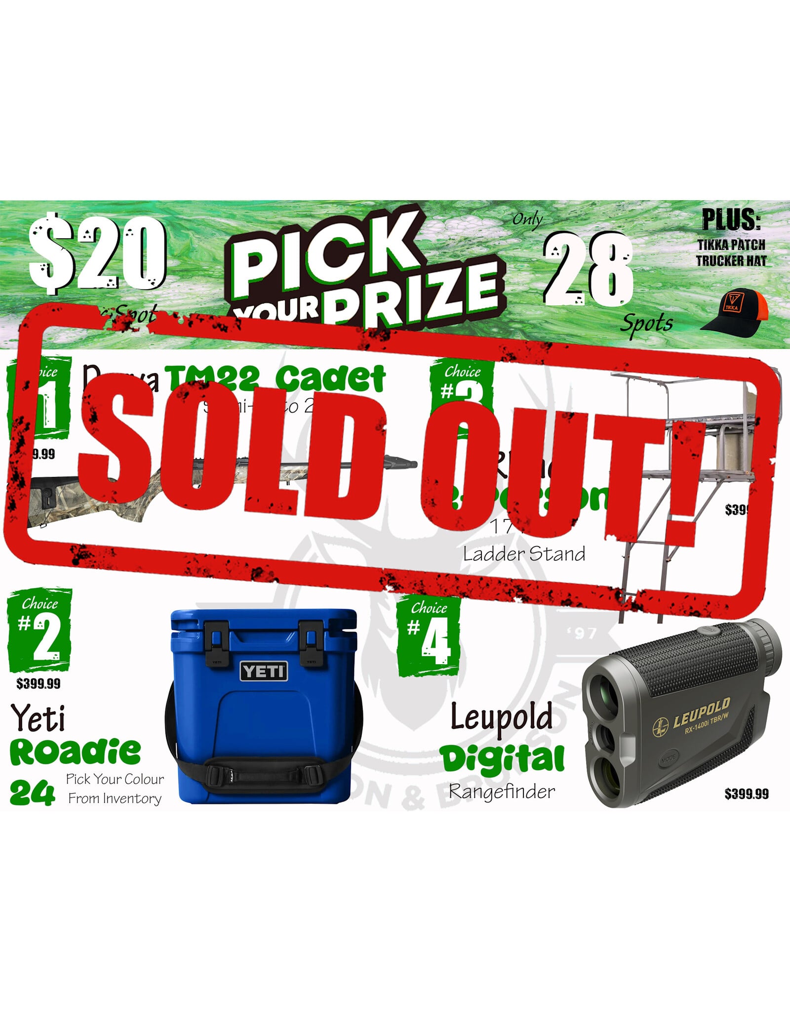 DRAW #1978 - Pick Your Prize - Derya, Yeti, Rhino OR Leupold!