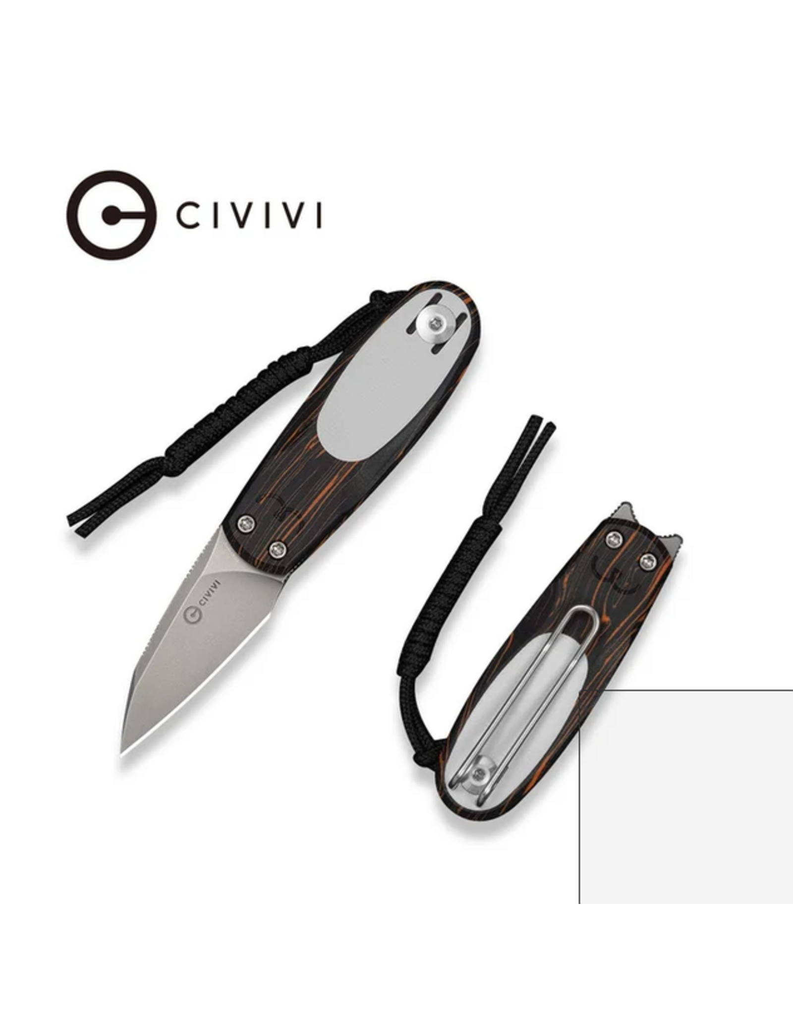 Civivi CIVIVI Purr Flipper & Slip Joint Knife Orange, Black & White G10 Handle