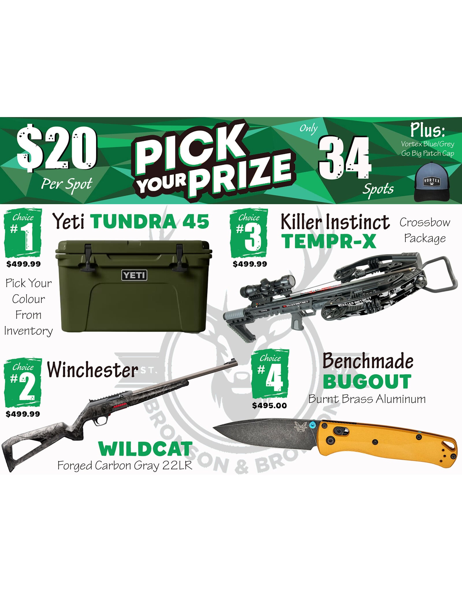 DRAW #1986 - Pick Your Prize - Yeti, Winchester, Killer Instinct OR Benchmade!