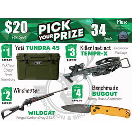 DRAW #1986 - Pick Your Prize - Yeti, Winchester, Killer Instinct OR Benchmade!