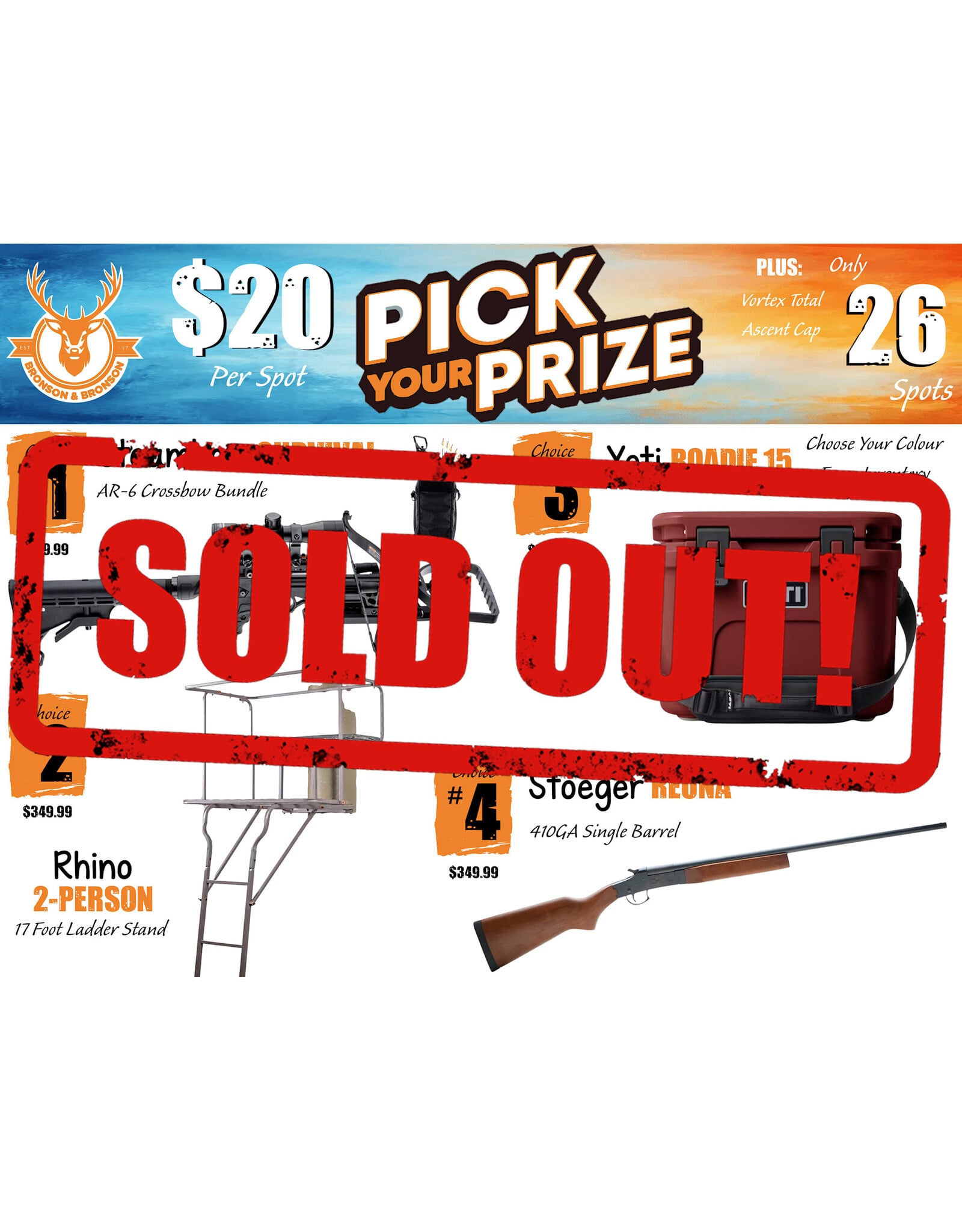 DRAW #1983 - Pick Your Prize - Steambow, Rhino, Yeti OR Stoeger!