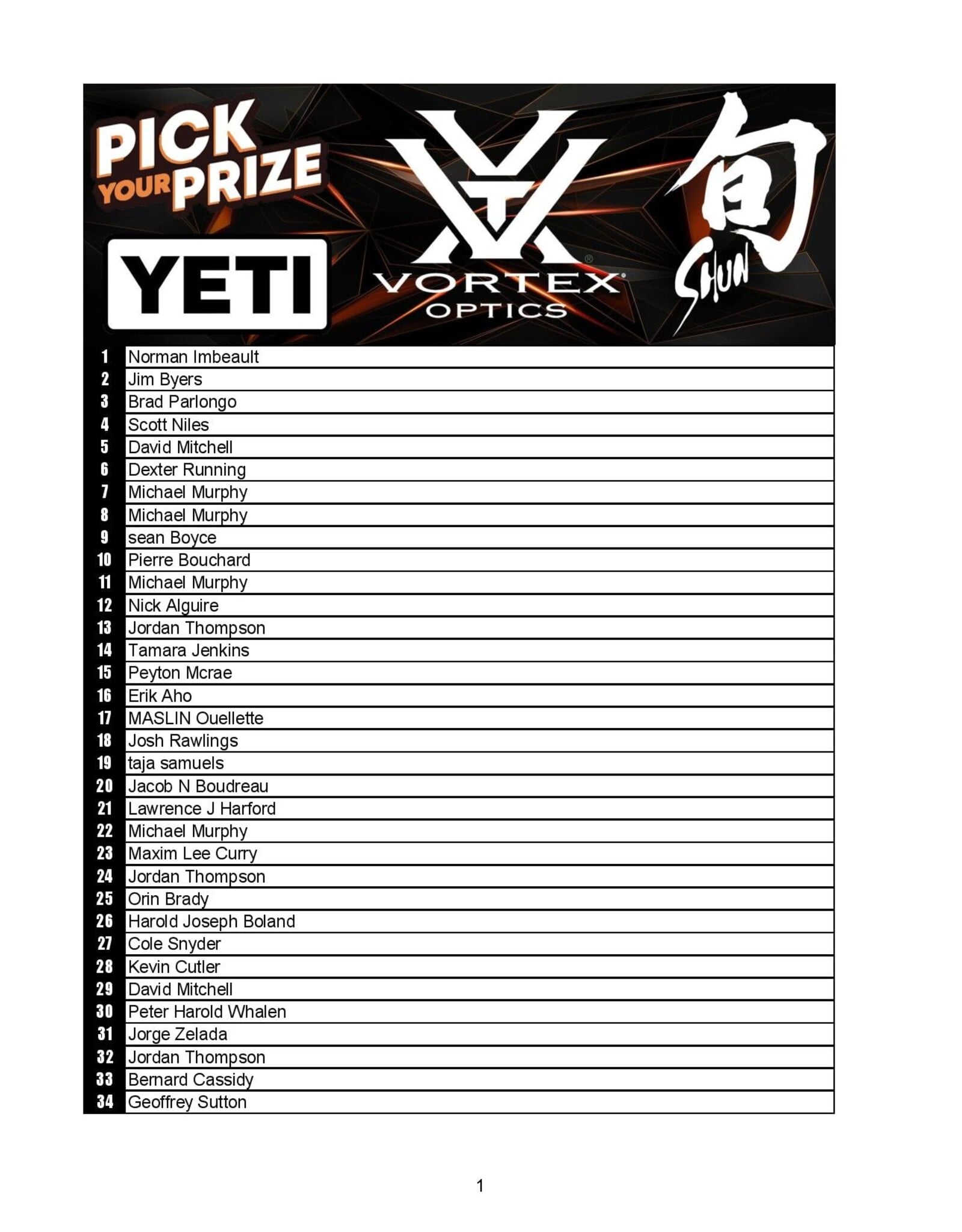 DRAW #1985 - Pick Your Prize - Vortex, Shun OR Yeti!