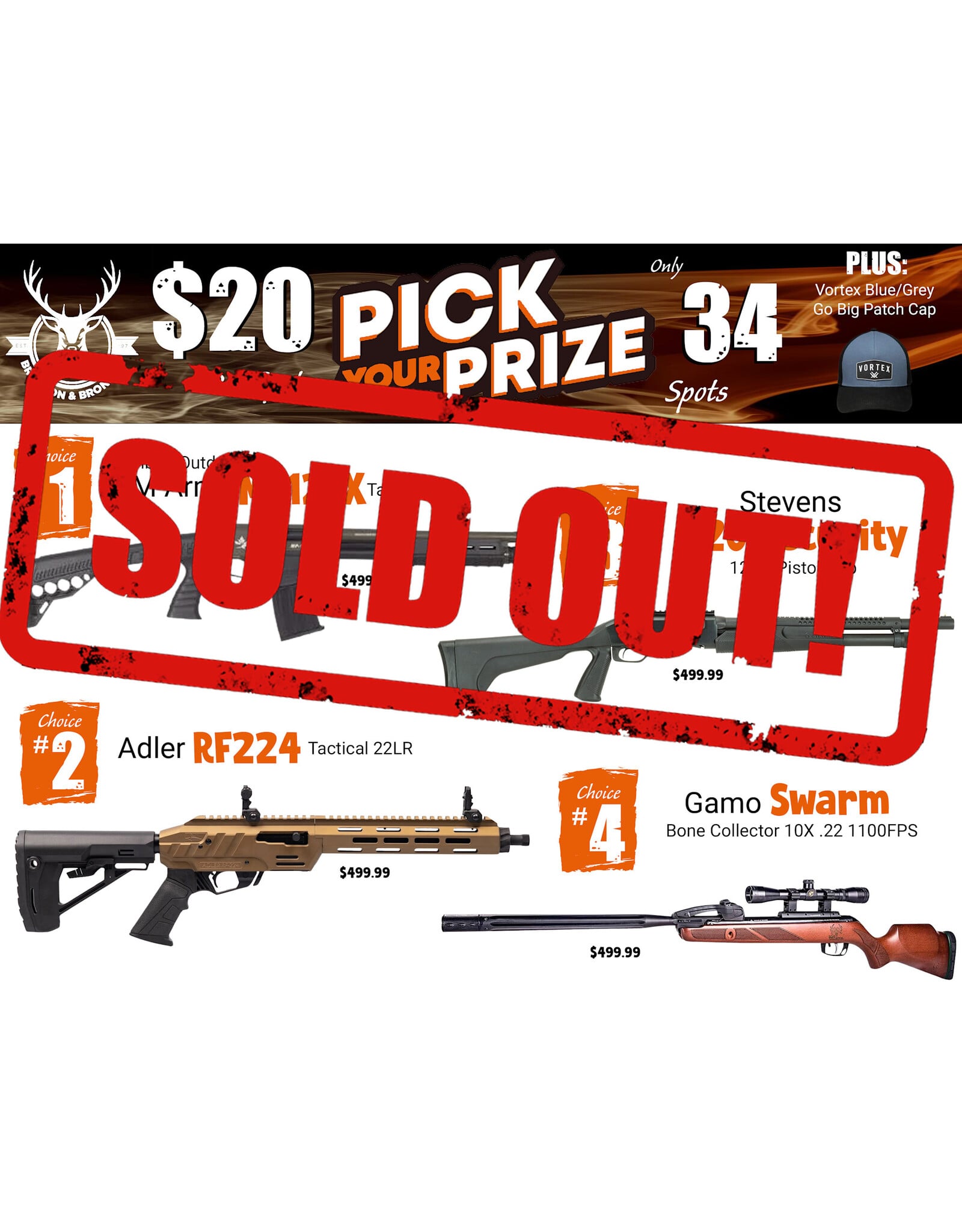 DRAW #1989 - Pick Your Prize - Cariboo, Adler, Stevens OR Gamo!