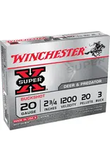 Winchester WINCHESTER SUPER-X AMMO 20GA 2.75IN 3 BUCK 20PELLETS  5/BX