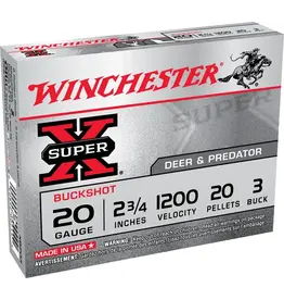 Winchester WINCHESTER SUPER-X AMMO 20GA 2.75IN 3 BUCK 20PELLETS  5/BX