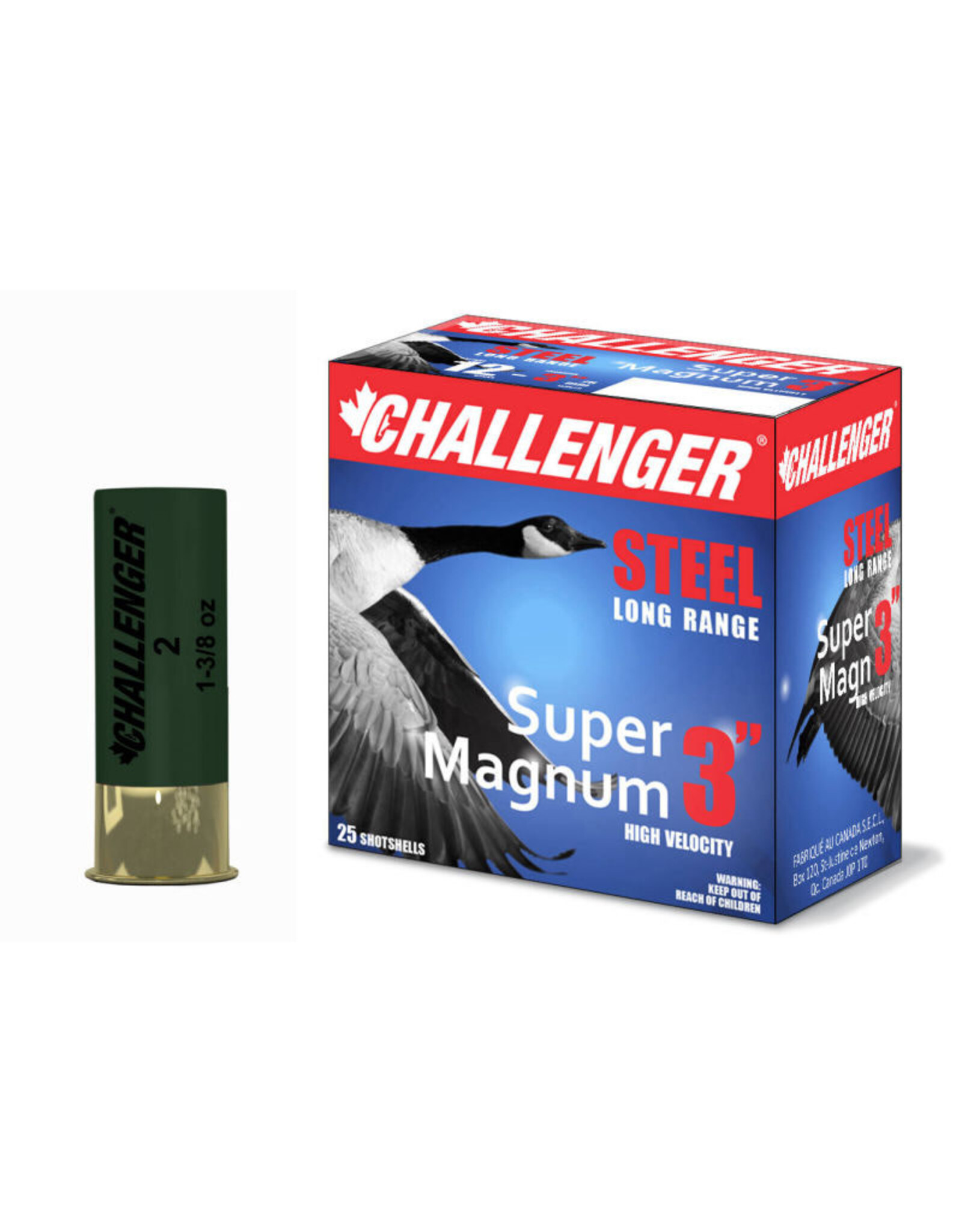 Challenger Challenger Super Mag 12 GA, 3", 1-1/4oz, #3 Steel 25rds