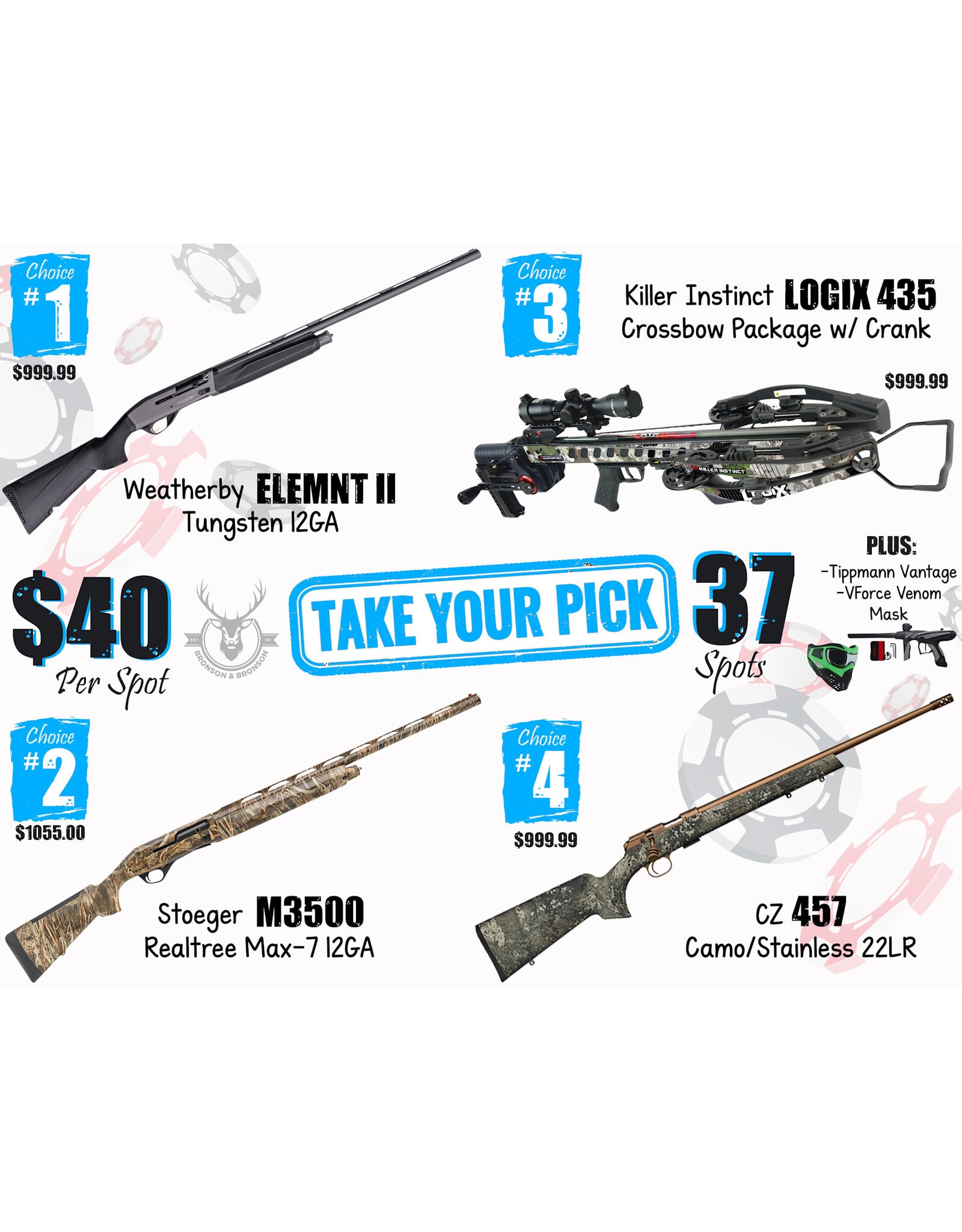 DRAW #1994 - Take Your Pick - Weatherby, Stoeger, Killer Instinct OR CZ!