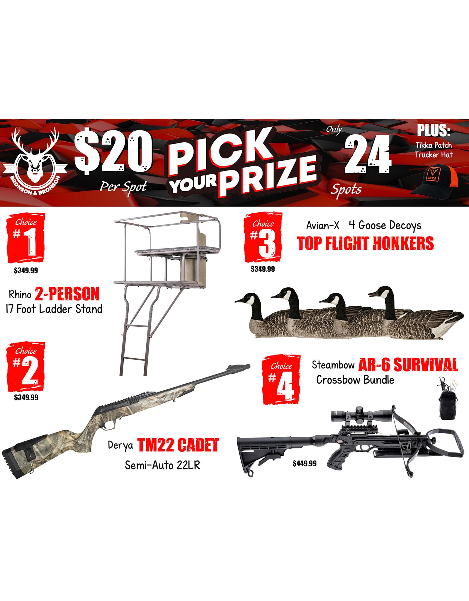 DRAW #1995 - Pick Your Prize - Rhino, Derya, Avian-X OR Steambow!
