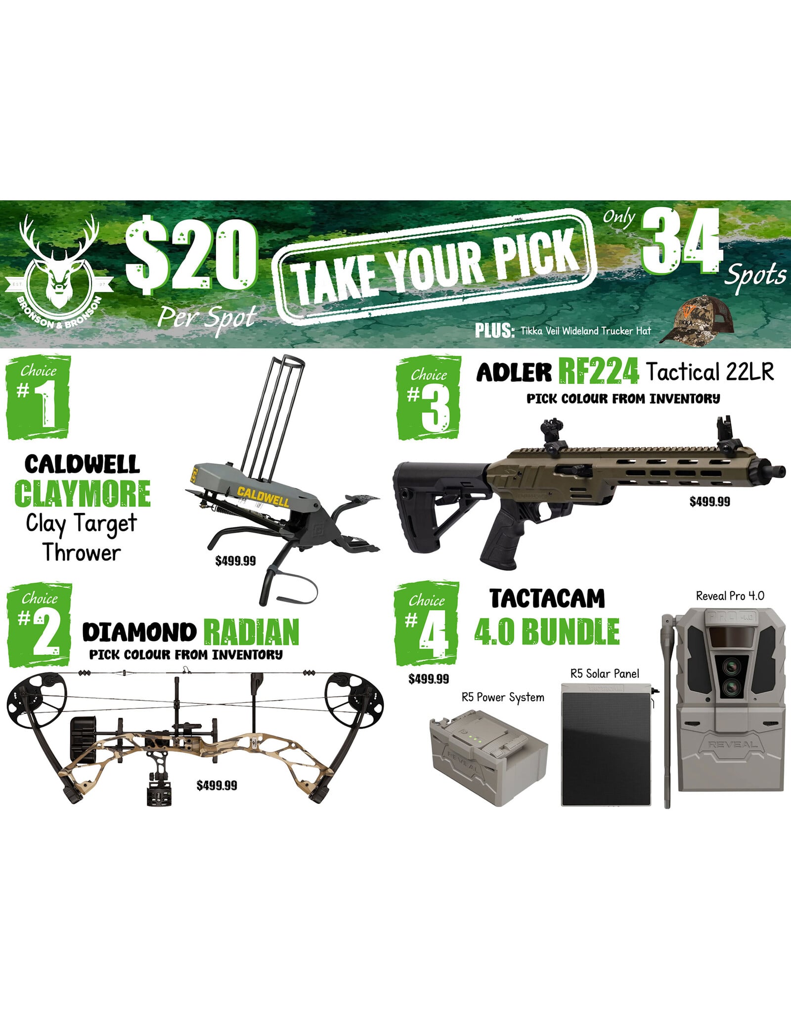 DRAW #1997 - Take Your Pick - Caldwell, Diamond, Adler OR Tactacam!
