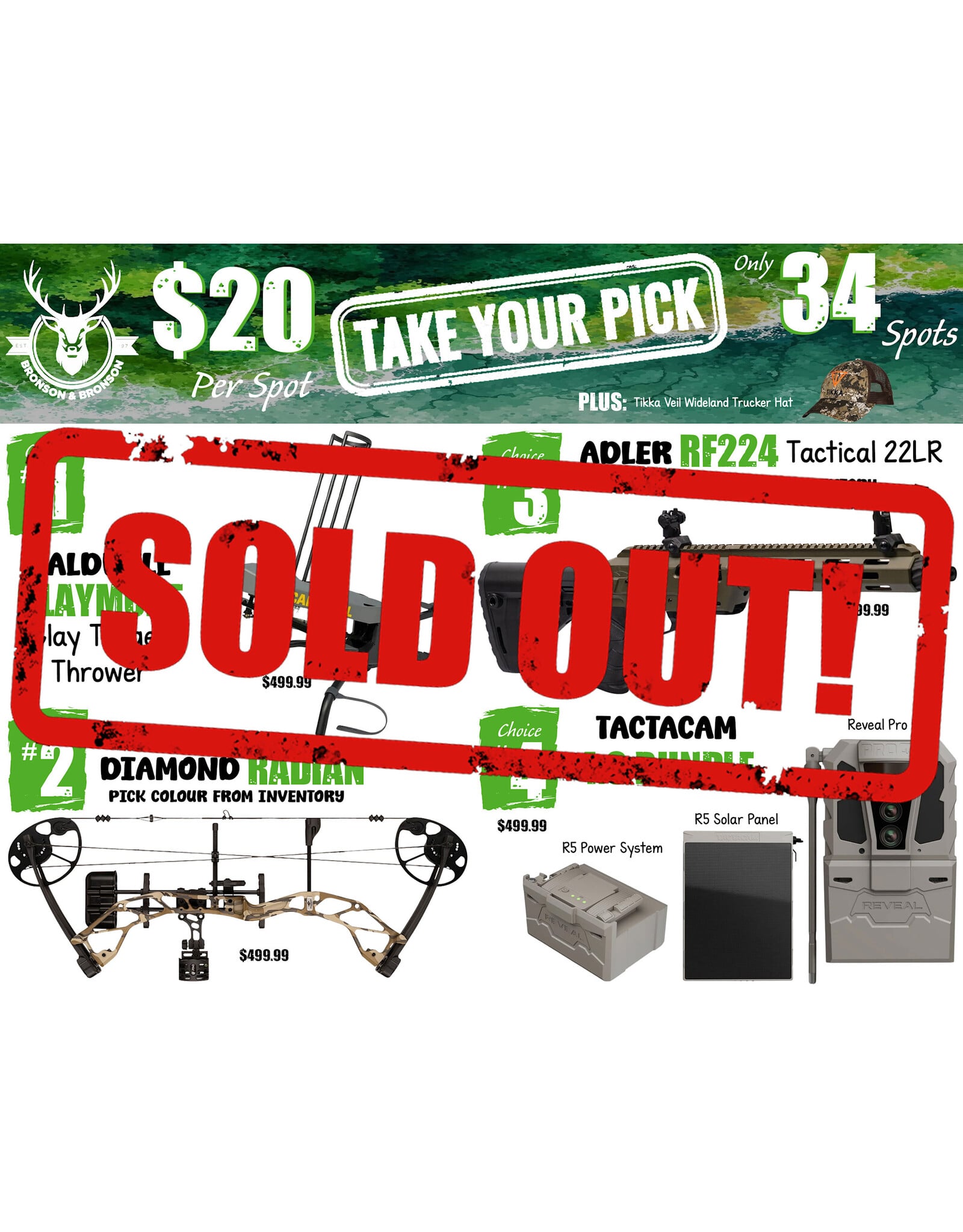 DRAW #1997 - Take Your Pick - Caldwell, Diamond, Adler OR Tactacam!