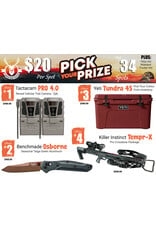 DRAW #2001 - Pick Your Prize - Tactacam, Benchmade, Yeti OR Killer Instinct!
