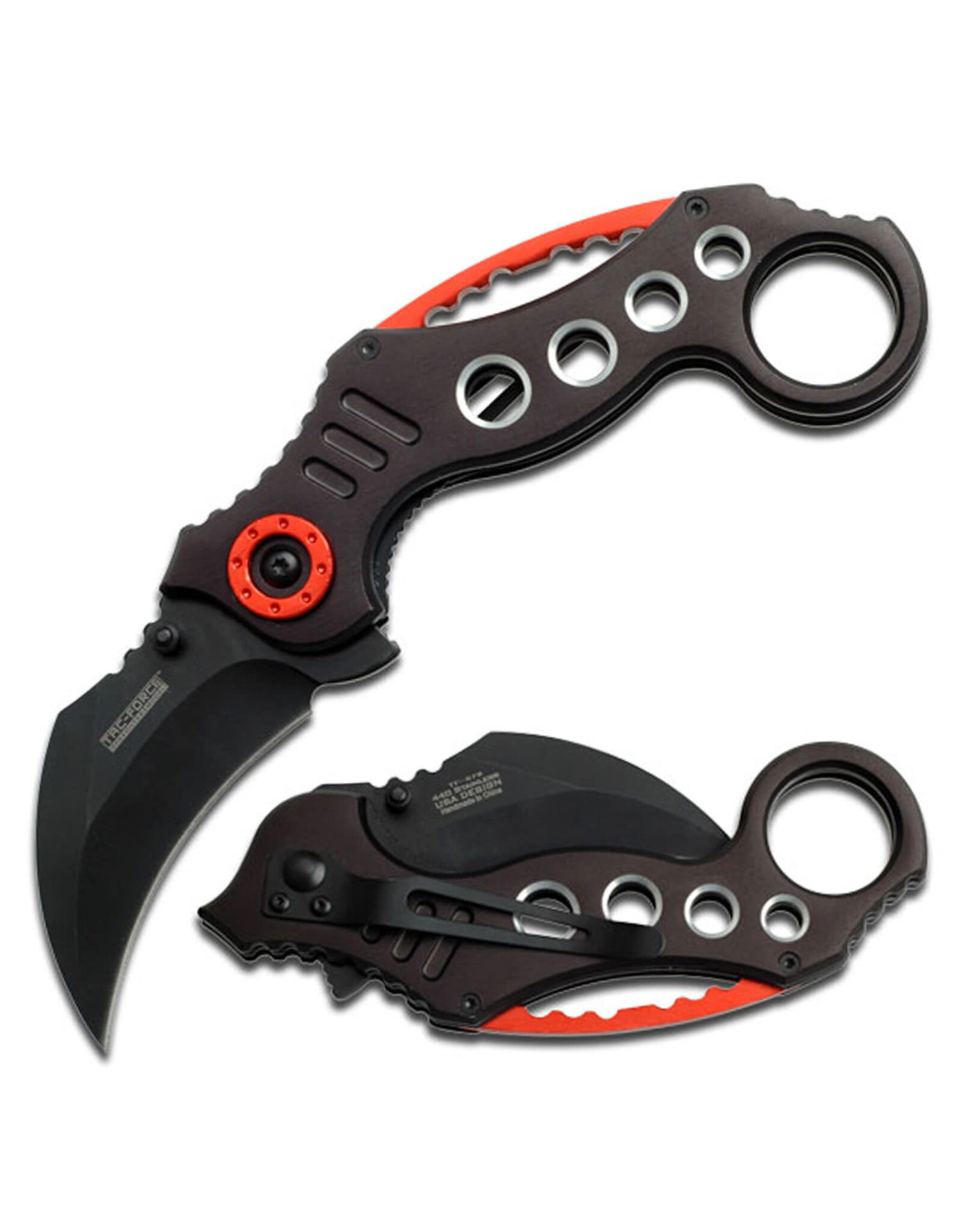 Master Cutlery MTech USA - Folding Karambit Knife - Black/Red MT-529BK