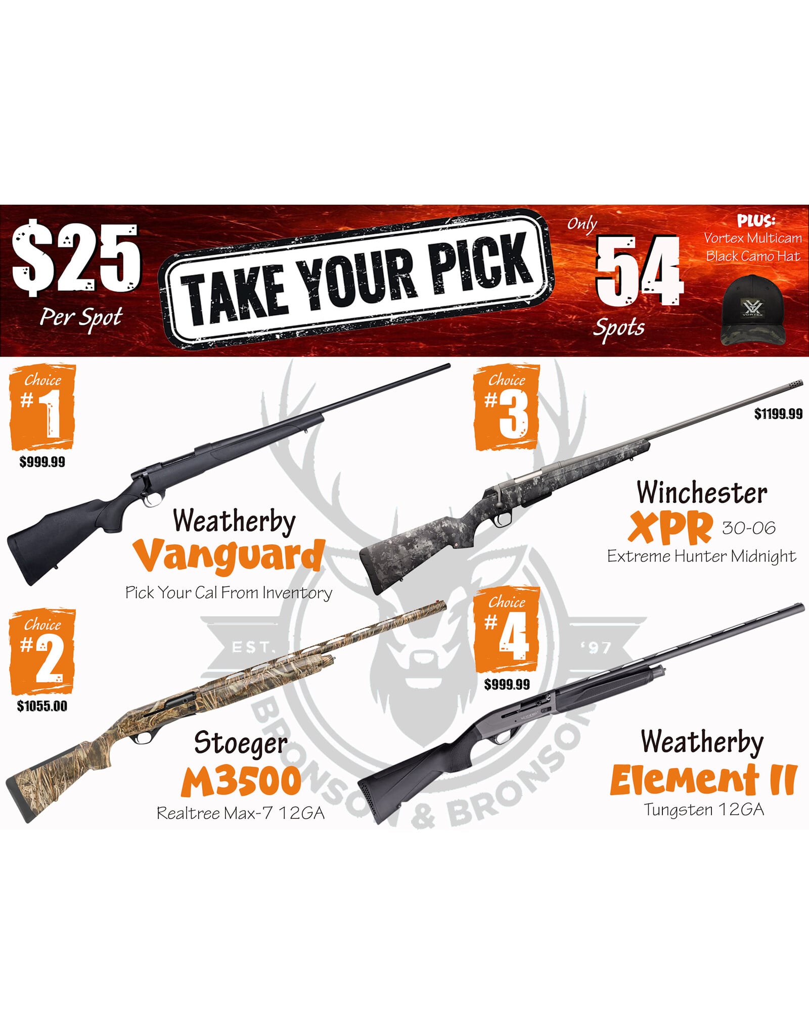 DRAW #2003 - Take Your Pick - Weatherby, Stoeger, Winchester OR Weatherby!