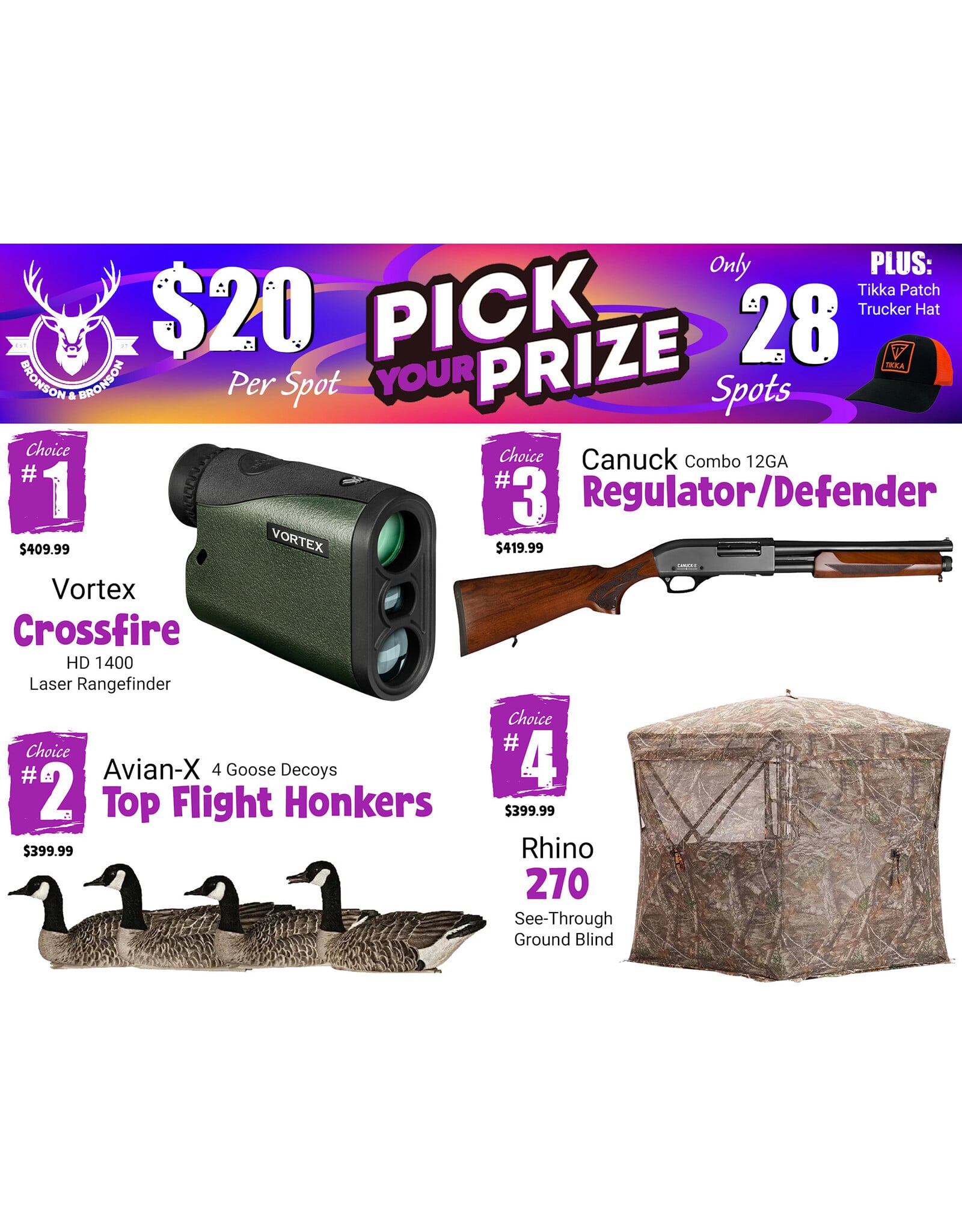 DRAW #2004 - Pick Your Prize - Vortex, Avian-X, Canuck OR Rhino!