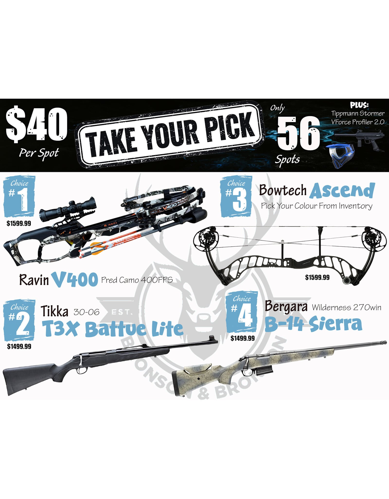 DRAW #2005 - Take Your Pick - Ravin, Tikka, Bowtech OR Bergara!