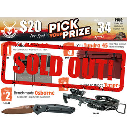 DRAW #2001 - Pick Your Prize - Tactacam, Benchmade, Yeti OR Killer Instinct!