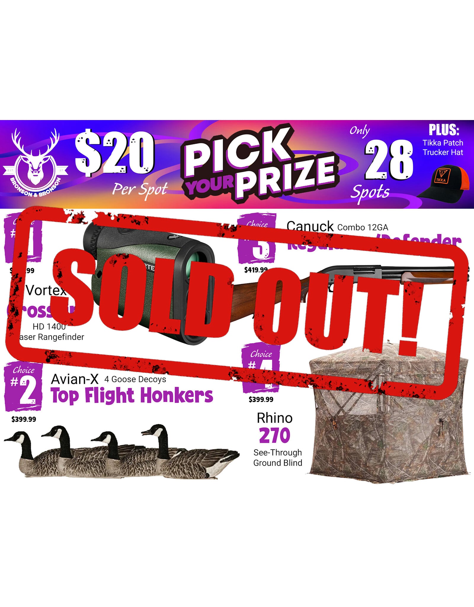 DRAW #2004 - Pick Your Prize - Vortex, Avian-X, Canuck OR Rhino!