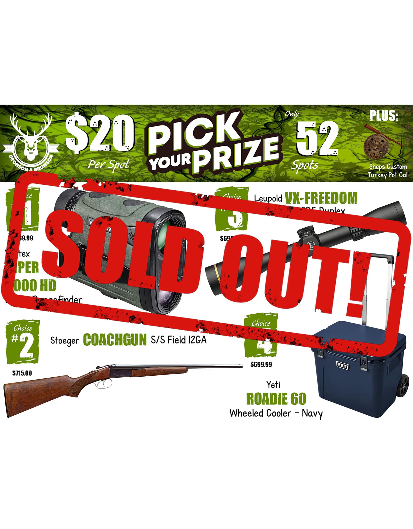 DRAW #2006 - Pick Your Prize - Vortex, Stoeger, Leupold OR Yeti!