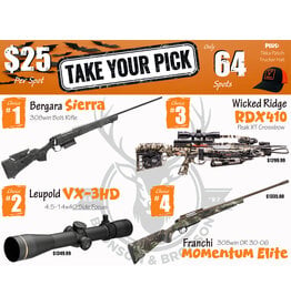 DRAW #2010 - Take Your Pick - Bergara, Leupold, Wicked Ridge OR Franchi!