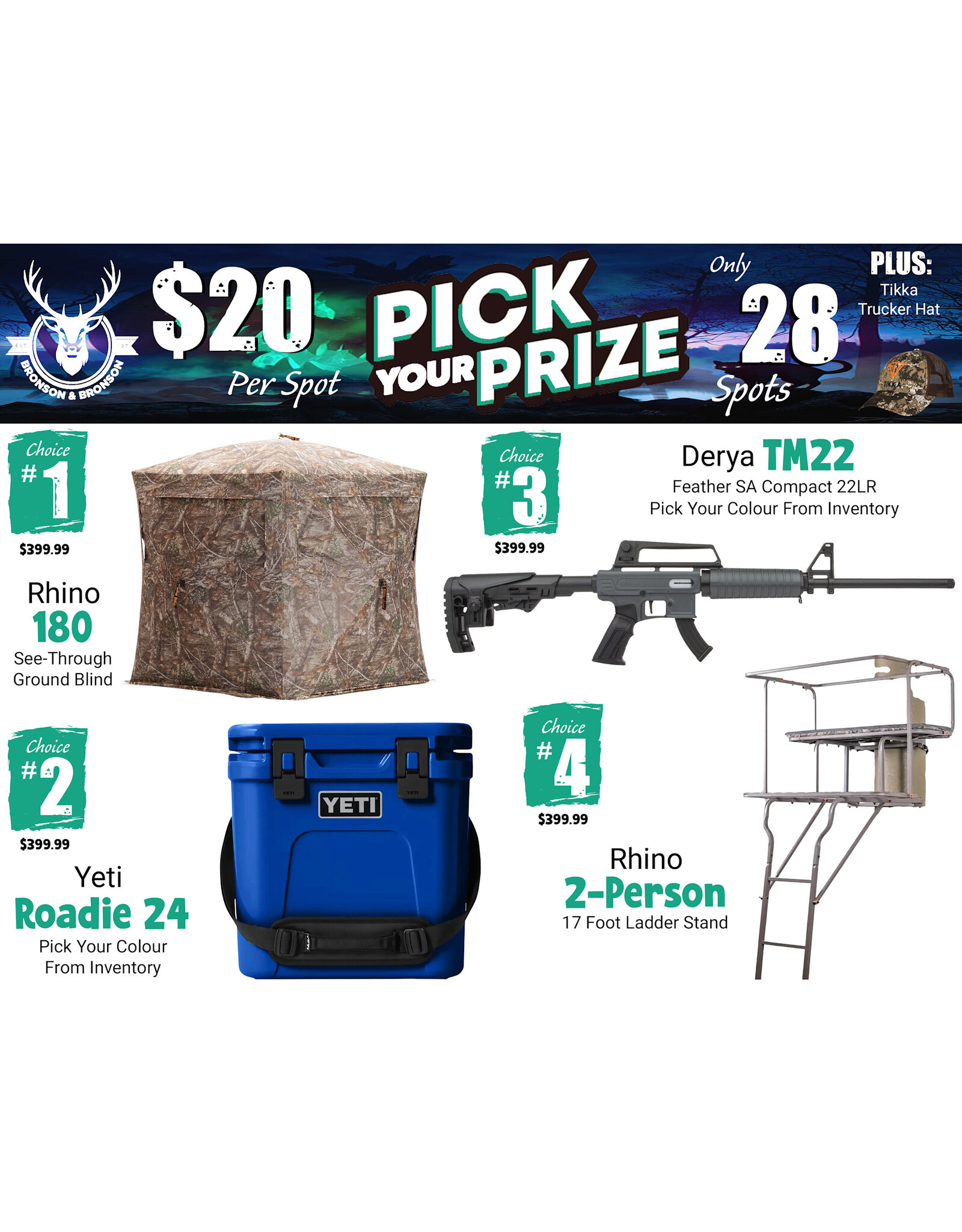 DRAW #2012 - Pick Your Prize - Rhino, Yeti OR Derya!