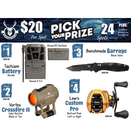 DRAW #2014 - Pick Your Prize - Tactacam, Vortex, Benchmade OR Lew's!