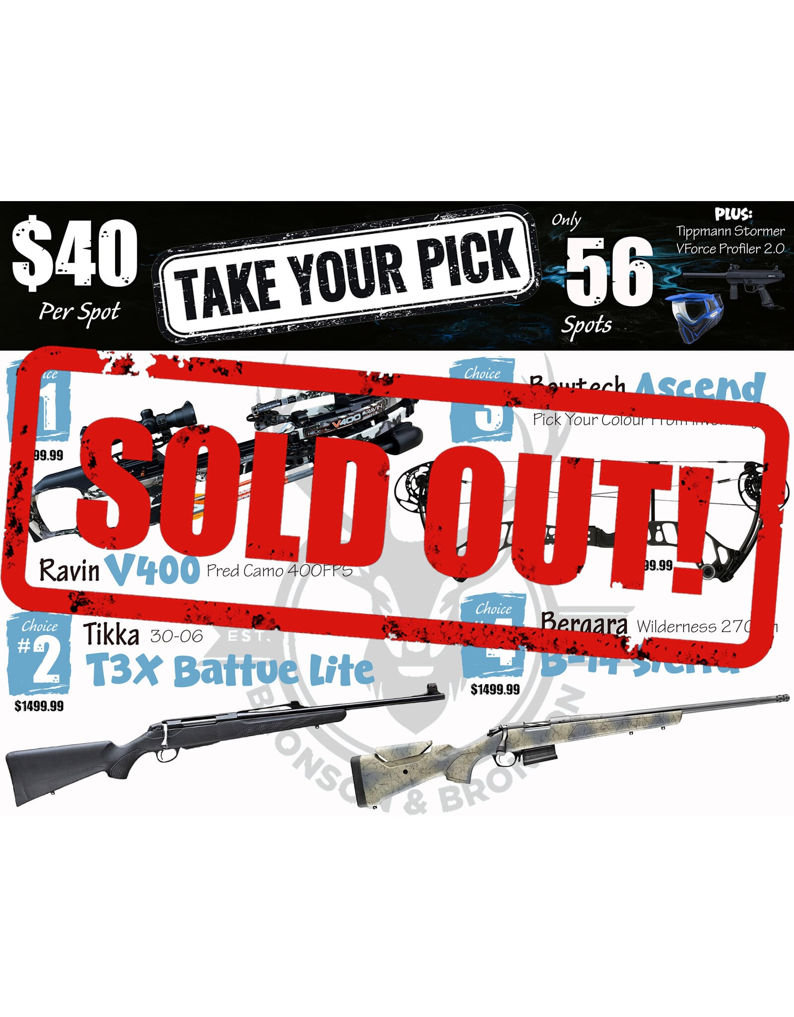 DRAW #2005 - Take Your Pick - Ravin, Tikka, Bowtech OR Bergara!