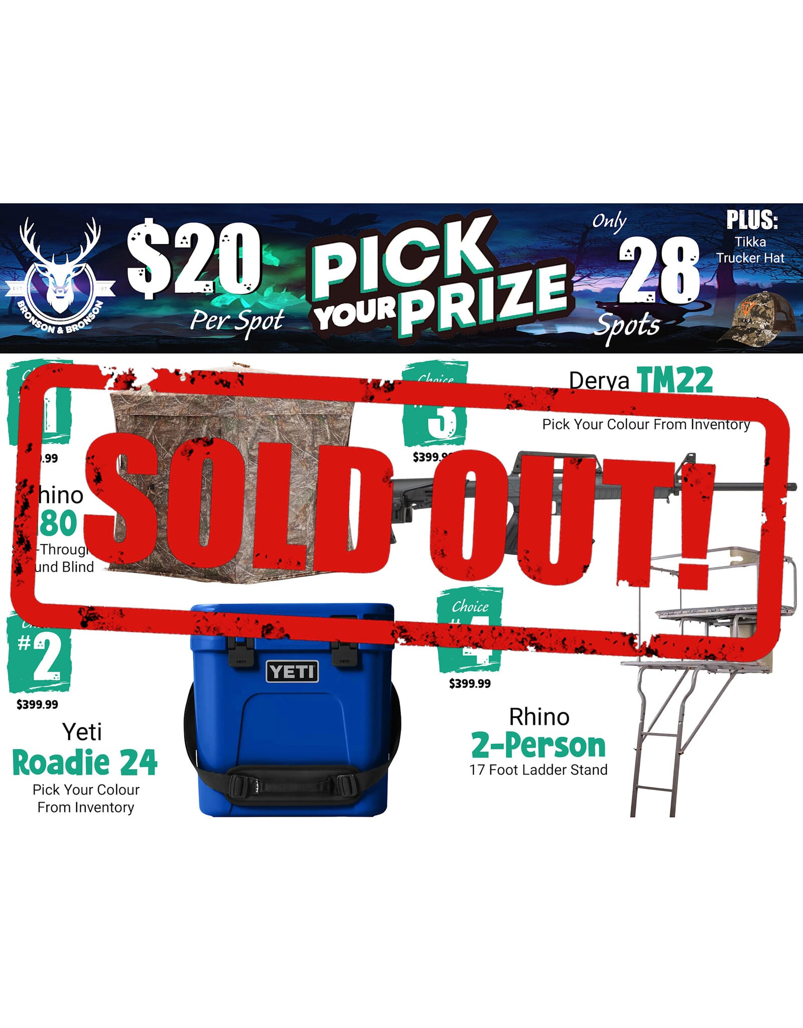 DRAW #2012 - Pick Your Prize - Rhino, Yeti OR Derya!