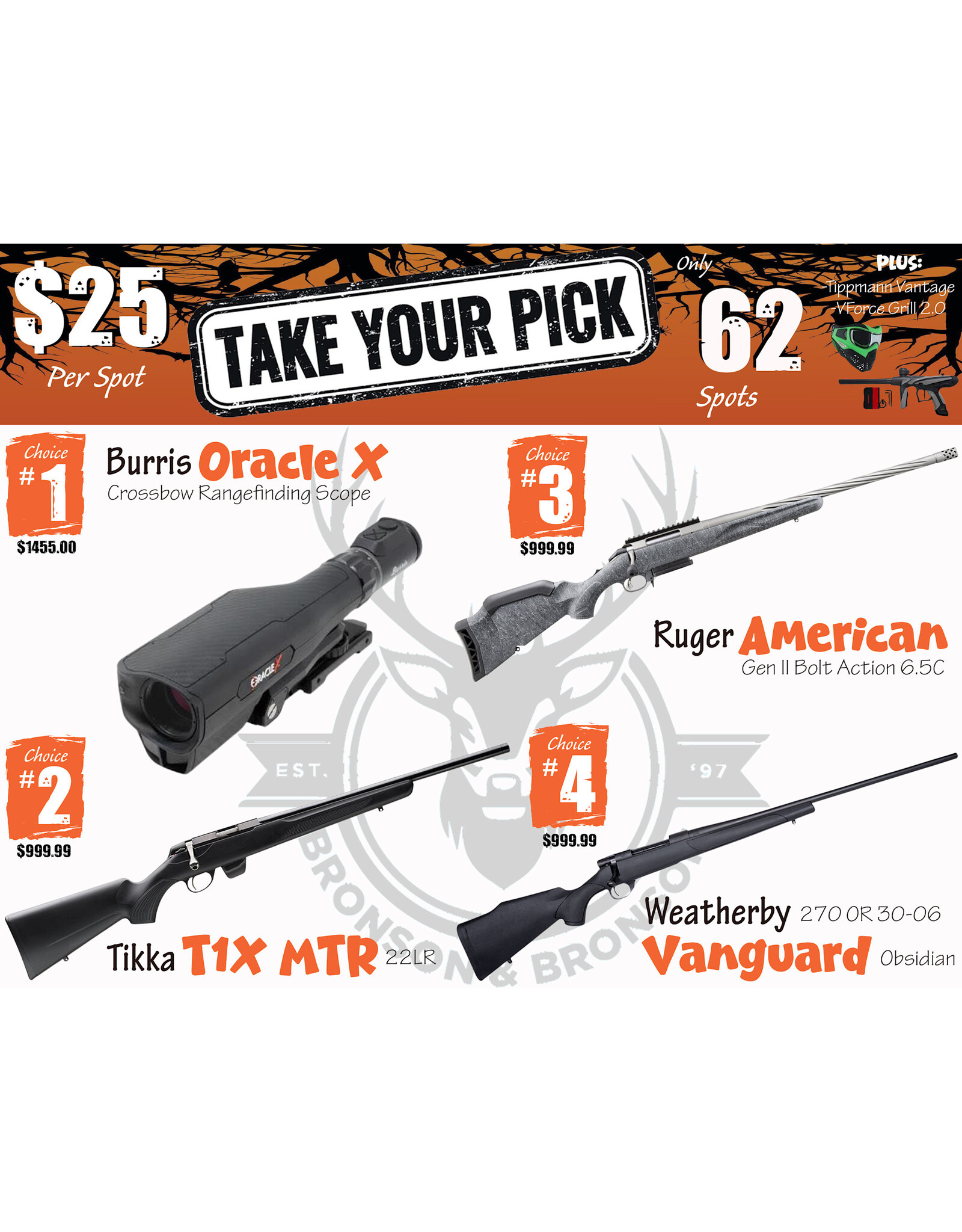 DRAW #2015 - Take Your Pick - Burris, Tikka, Ruger OR Weatherby!