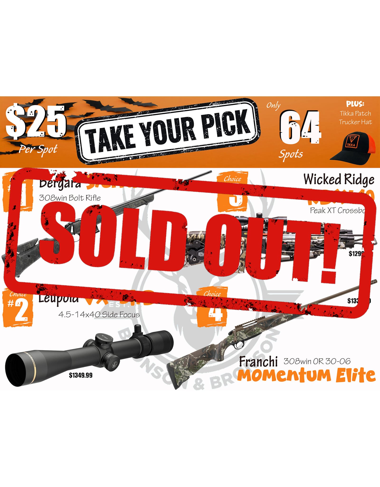 DRAW #2010 - Take Your Pick - Bergara, Leupold, Wicked Ridge OR Franchi!