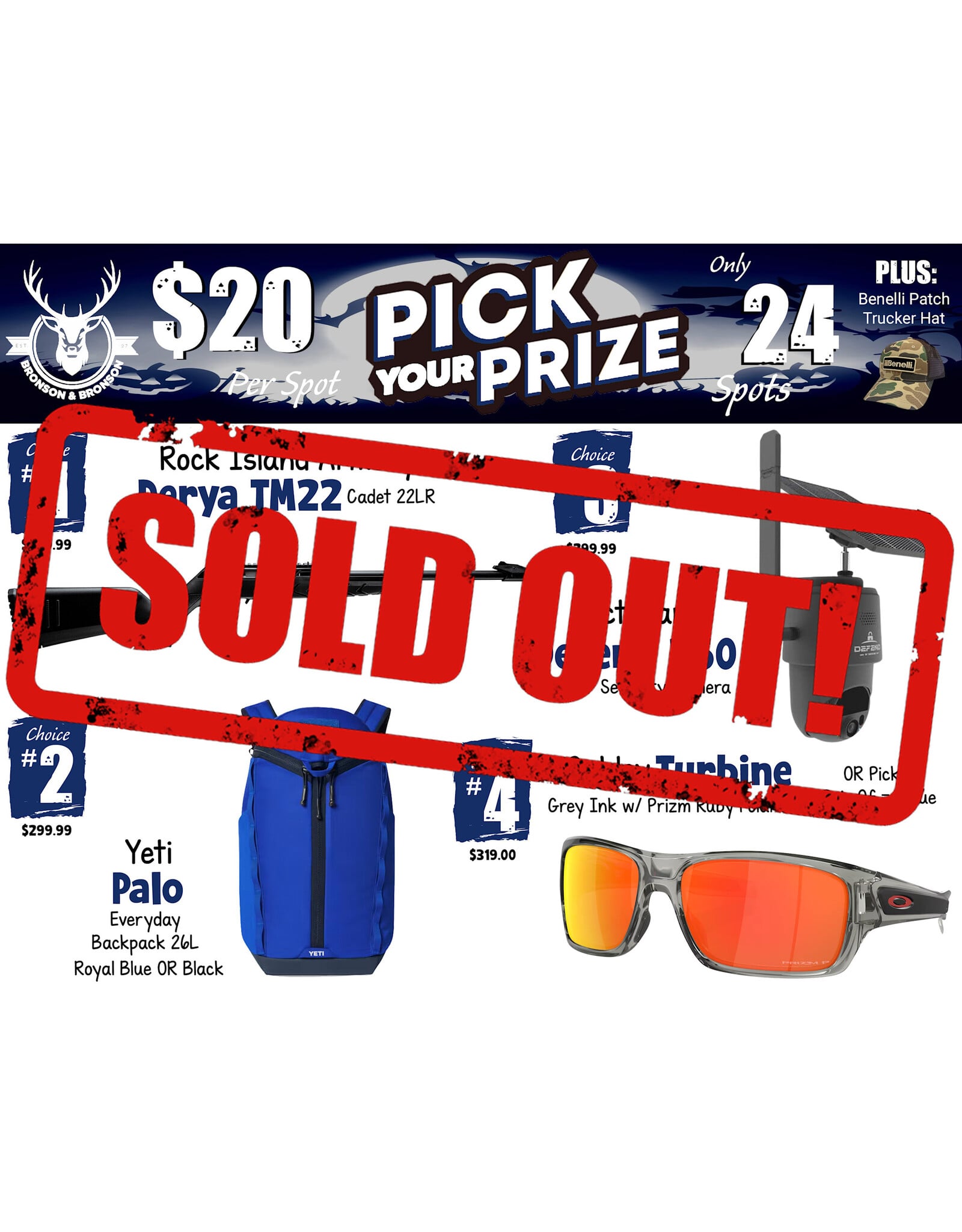 DRAW #2011 - Pick Your Prize - Rock Island Armory, Yeti, Tactacam OR Oakley!