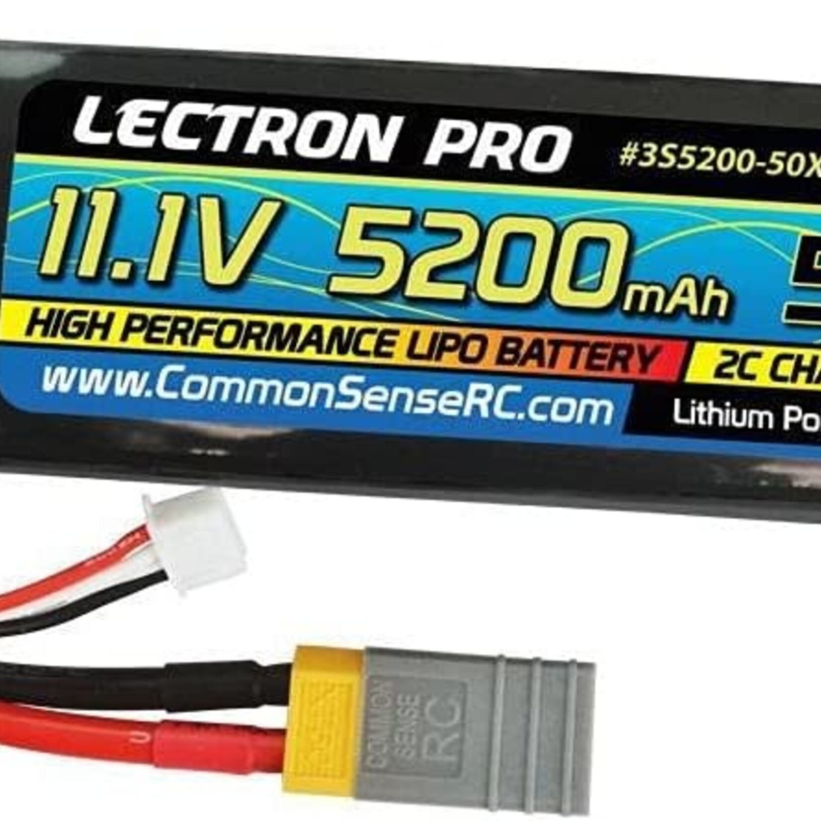 Common Sense RC Common Sense RC Lectron Pro 11.1V 5200mAh 50c Lipo Battery w/XT60 + adapter for TRX vehicles