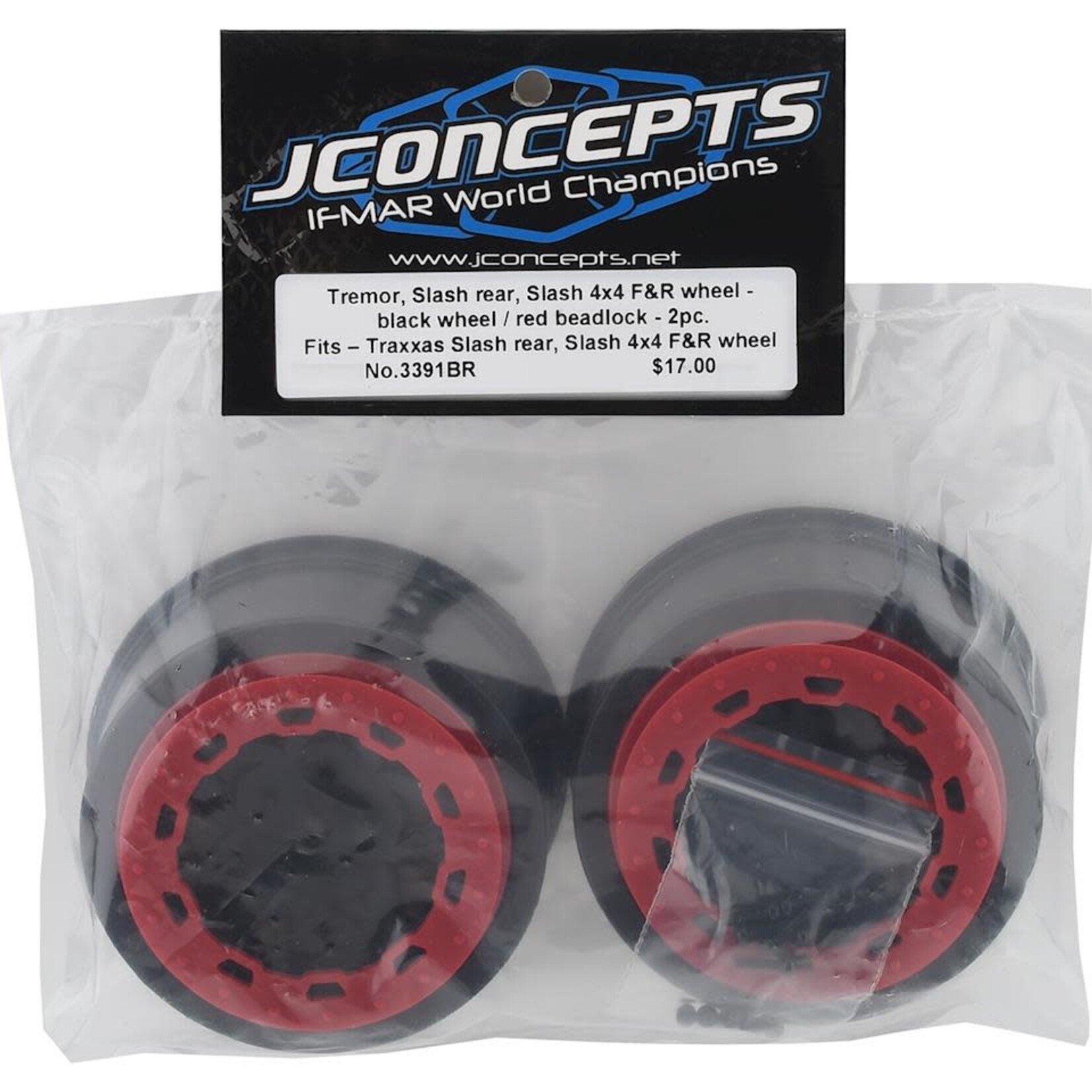 JConcepts JConcepts 3391BR Tremor Short Course Wheels (Black / Red) (2) (Slash Rear)