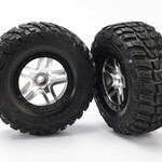 Traxxas Traxxas 5882 Tire & Wheel SCT Split-Spoke Satin Chrome Black Wheels Kumho Foam Inserts (2) (2WD front)