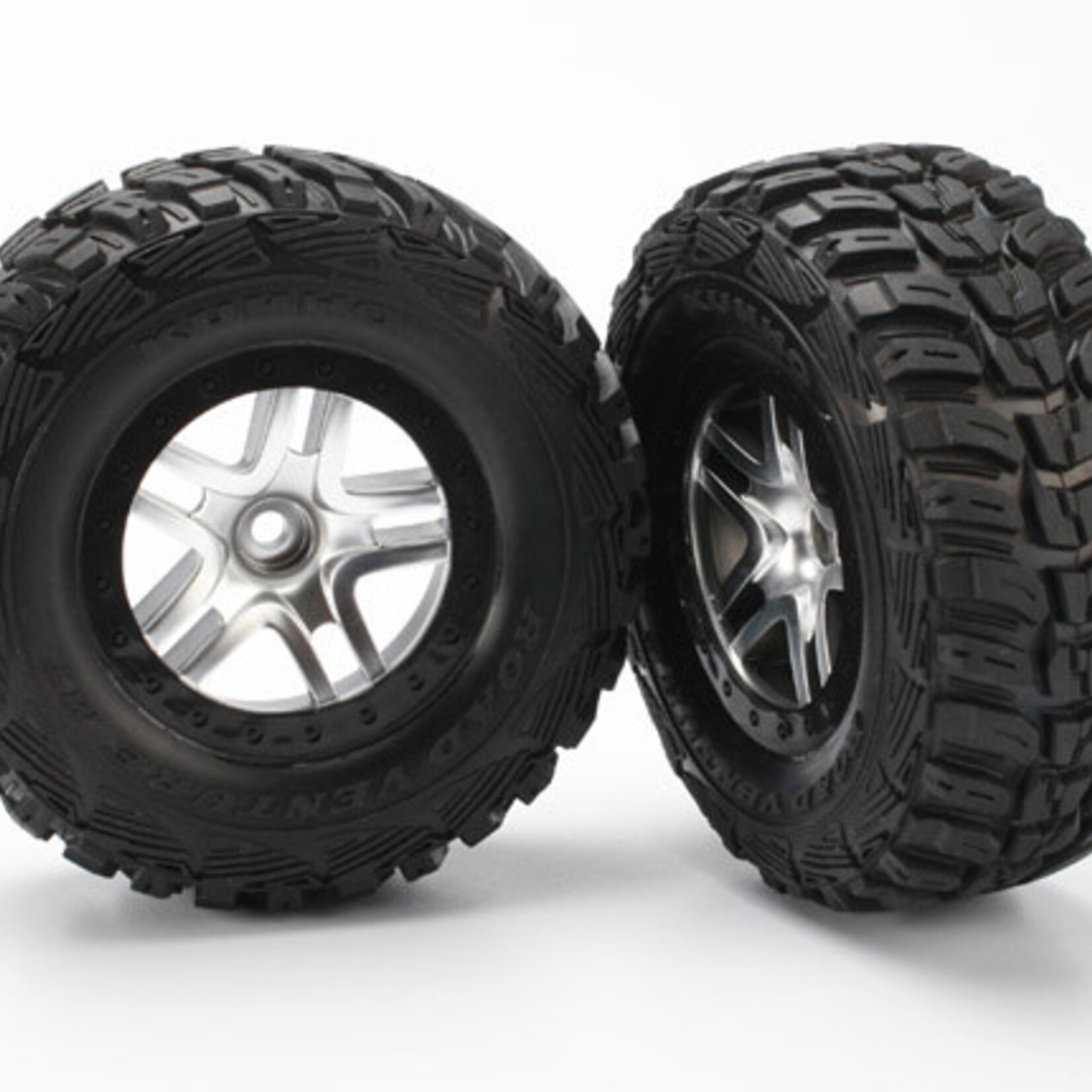 Traxxas Traxxas 5882 Tire & Wheel SCT Split-Spoke Satin Chrome Black Wheels Kumho Foam Inserts (2) (2WD front)
