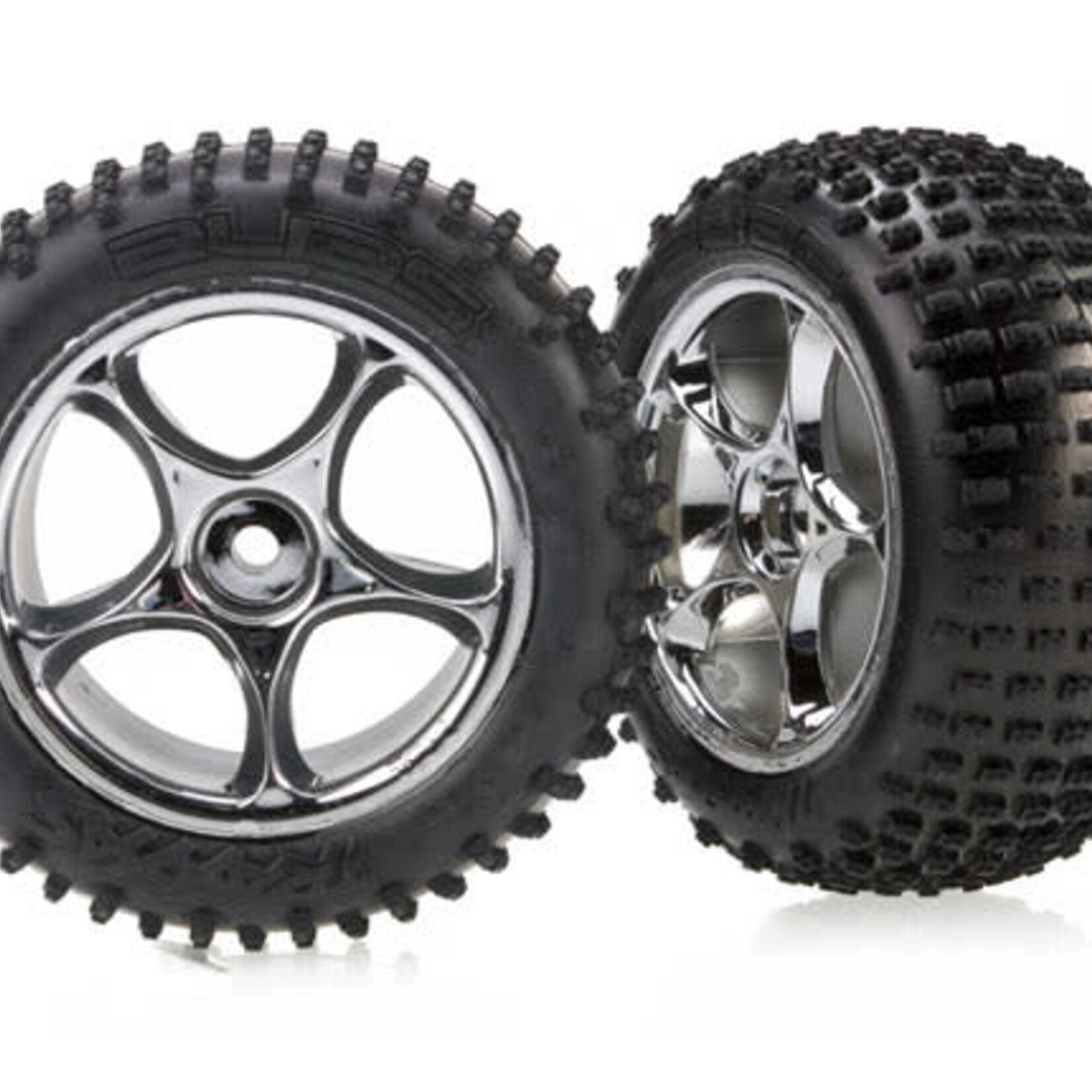 Traxxas Traxxas 2470R Tires & Wheels Tracer 2.2'" Chrome Wheels Alias Tires Bandit Rear Soft Compound with Foam Inserts (2)