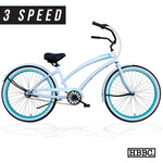 Huntington Beach Bicycle Company HBBC Cruiser SkullxBones Womens 3 speed - Rover White/Mint