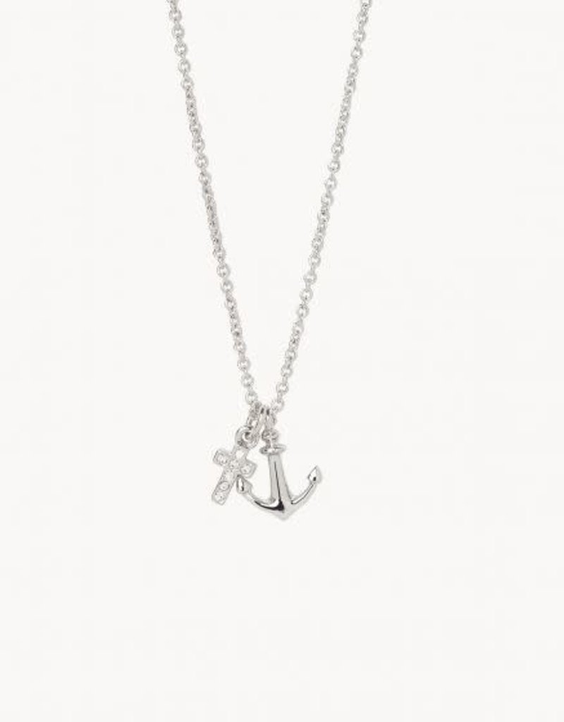 Spartina 449 293753 NECKLACE 18" IT IS WELL/CROSS ANCHOR SILVER