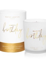 KATIE LOXTON KLC132 SENTIMENT CANDLE - HAPPY BIRTHDAY - WHITE AND GOLD SHIMMER - GRAPEFRUIT AND PINK PEONY - 160G