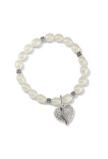 BRIGHTON JF8003 Ornate Heart Pearl Stretch Bracelet
