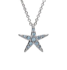 Ocean Jewelry SS Small Aqua SW Crystal Star Fish Necklace