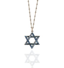 Anne Koplik Designs Shira Crystal Star of David Necklace  Blue