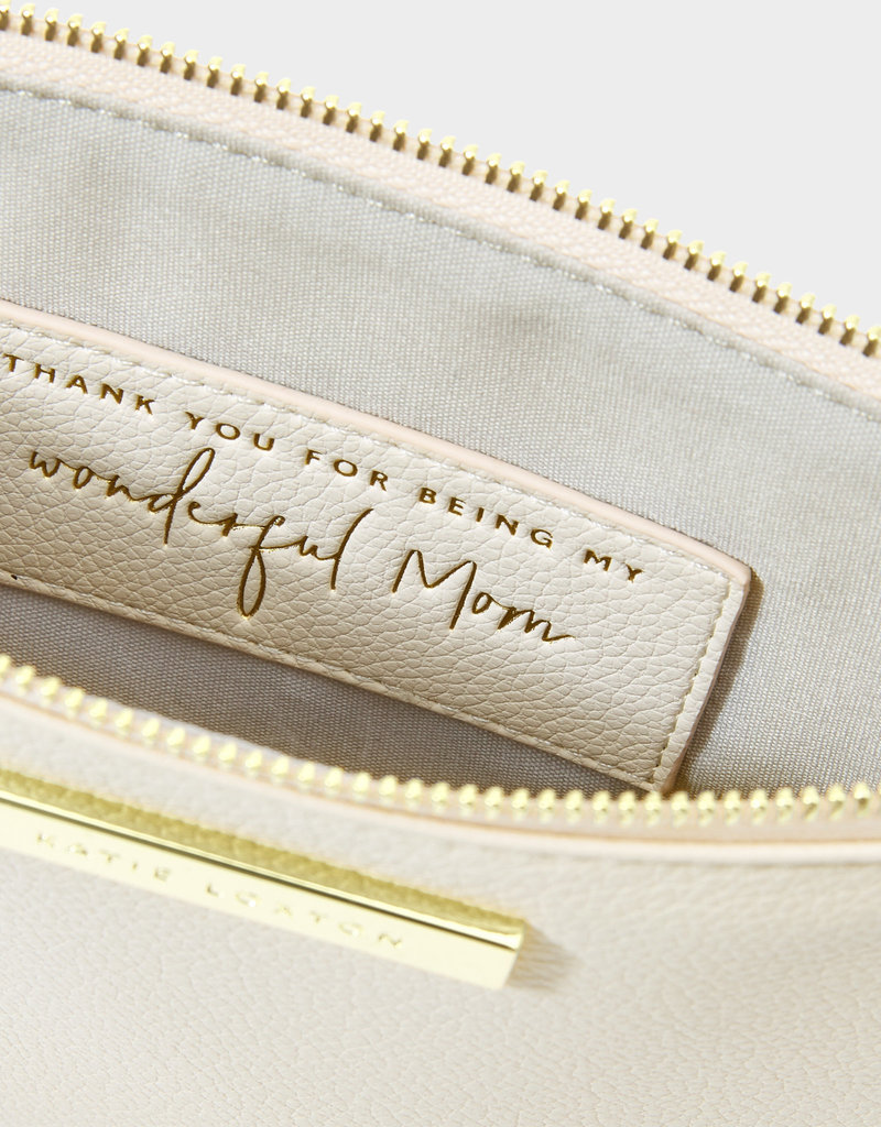 KATIE LOXTON KLB2039 SECRET MESSAGE POUCH | THANK YOU FOR BEING MY WONDERFUL MOM | OFF WHITE | 6 3/8" X 9 7/16" X 1/2"