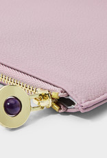 KATIE LOXTON KLB2059 WELLNESS SECRET MESSAGE POUCH | FRIENDS MAKE YOU SMILE BRIGHTER LAUGH LOUDER AND LIVE BETTER | AMETHYST | LILAC | 6 3/8" X 9 7/16" X 1/2"