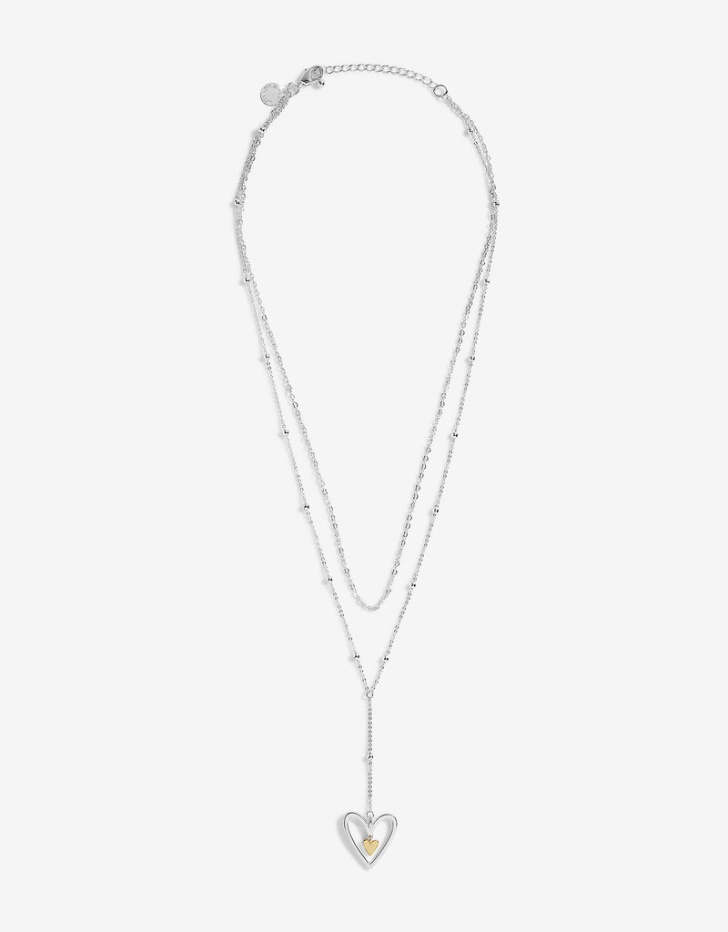 KATIE LOXTON KLJ5147 LEA LARIATS | HEART LARIAT NECKLACE | SILVER AND GOLD | NECKLACE | INNER CHAIN 15 3/4" OUTER CHAIN 18 11/16" + 1 15/16" EXTENDER