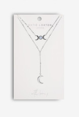 KATIE LOXTON KLJ5148 LEA LARIATS | MOONS LARIAT NECKLACE | SILVER | NECKLACE | INNER CHAIN 15 3/4" OUTER CHAIN 18 11/16" + 1 15/16" EXTENDER