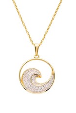 Ocean Jewelry OC302 14K Gold Vermeil Ocean Wave Necklace with Cubic Zirconias