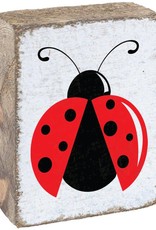 RUSTIC MARLIN Rustic Block Ladybug - White, Red, Black
