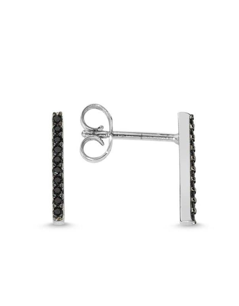 AMORIUM 2313-1250 STERLING SILVER BLACK BAR EARRINGS