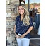 NAVY FLORAL PRINT TOP W/ RUFFLE