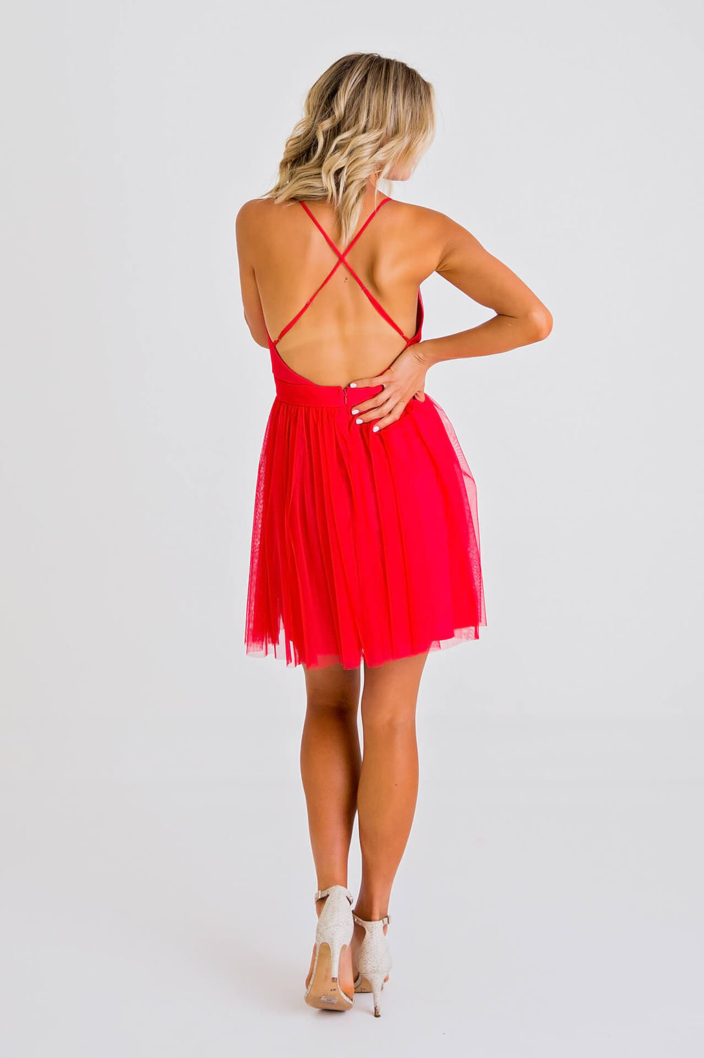 Red Tulle Halter DRess